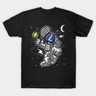 Astronaut Tennis Litecoin LTC Coin To The Moon Crypto Token Cryptocurrency Blockchain Wallet Birthday Gift For Men Women Kids T-Shirt